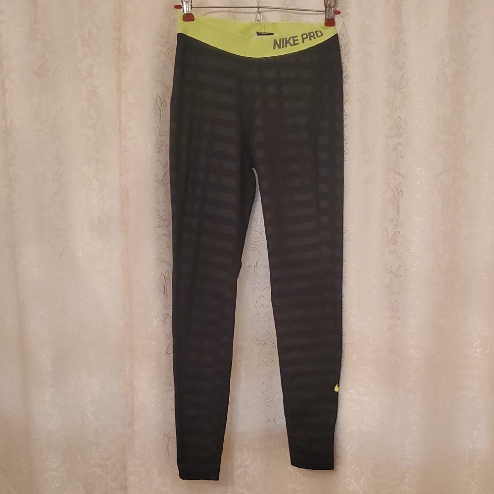 Nike Women's Thermal Medium Leggings with Black and Neon Yellow Accents